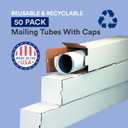 BOX USA Mailing Tubes, 25" L x 2" W x 2" H, 50-Pack Square Corrugated Tubes for Mailing and Storage of Blueprints, Artwork, Crafts, Posters, Long Art Holder