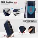 Antsturdy Compatible with Google Pixel 7a Case Wallet with Card Holder Women Men Phone Case RFID Blocking PU Leather Kickstand Flip Protective Cover Wrist Strap Zipper Credit Card Slots,Dark Blue