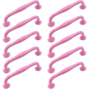 Semetall 10Pcs Furniture Drawer Knobs Kitchen Cabinet Handle with Mounting Screws,Pulls for Cupboard Room Door Cabinets and Organizer Box(Pink, Cylindrical)