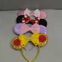4Pcs Mouse Ears Headband for Women and Girls - Sequin Mouse Ears for Boys Girls Women,Glitter Bows Headband for Kids Adults Birthday Party Costume HalloweenGolden+pink+Purple+white dot