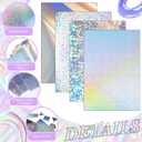 Kosiz 100 Sheets Metallic Holographic Card Stock Shiny Glitter Cardstock Iridescent Mirror Paper 8.5 x 11'' 250 GSM Thick Mixed Color Foil Paper for Scrapbook Letter Poster Craft(Laser Color)