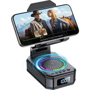 Gifts for Men Women, Cell Phone Stand with Wireless Bluetooth Speaker and Colorful LED Lights, 4-in-1 Multifunctional Phone Holder Support Fast Charging, Adjustable Desktop Stand, Best Gifts