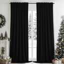 SimpleHome Black Velvet Curtains 96 Inches for Living Room,Rod Pocket Luxury Blackout Velvet Curtains Thermal Insulated 2 Panels Room Darkening Drapes,W52 x L96