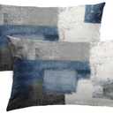 Britimes Throw Pillow Covers Modern Home Art Decor, 12 x 20 Inches Set of 2 Pillow Cases Decorative, Abstract Oil Painting Pillowcases for Bedroom, Living Room, Blue White