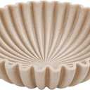 Large Decorative Bowl, Modern Handicraft Bowls for Home Decor, Decorative Fruit Bowl for Kitchen Counter, Ruffle Decor, Stylish Key Bowl for Entry Table, Artificial Stone Beige