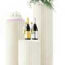 3 Pack Portable White Cylinder Stands for Party, 31.5", 23.6", 15.7" Height Foldable Cardboard Tall Cake Pedestal Stand Flower Floral Pillar Table Stand, cilindros para fiestas redondos blancos for Wedding Parties
