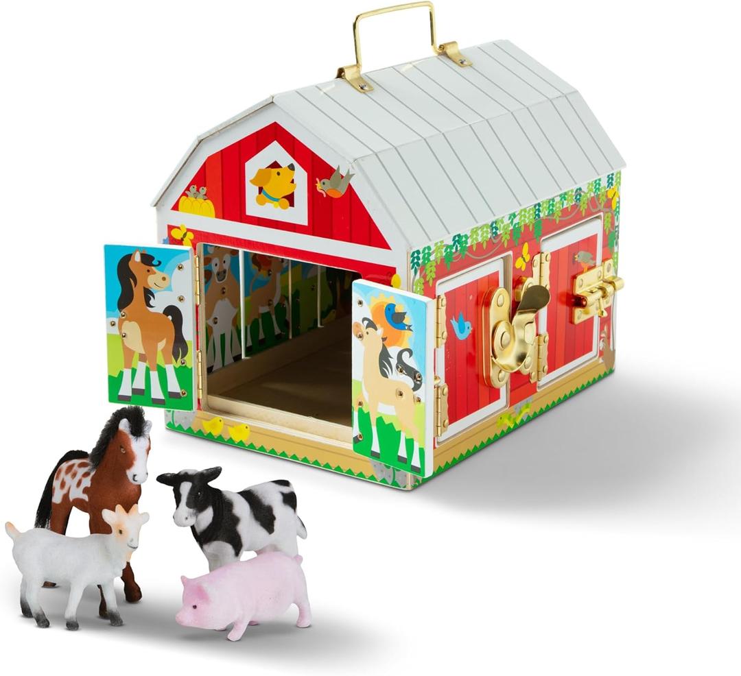 Melissa & Doug Latches Barn Toy Sensory Activity, Doors and Locks Toy, Farm Animals, for Kids Ages 3+