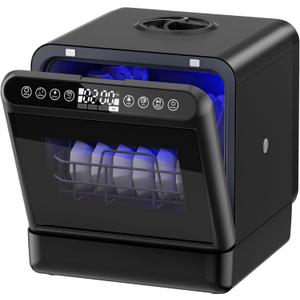 Countertop Dishwasher, Portable Dishwasher with 5L Built-in Water Tank, 5 Programs with 40 dB, 360° Dual Spray, 6 Full Accessories for Homes, Apartments and RVs