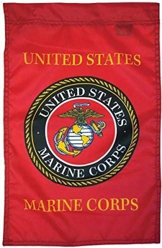 FlagSource Nylon USMC, Military Garden Flag, Made in The USA, 18x12" (Clear)