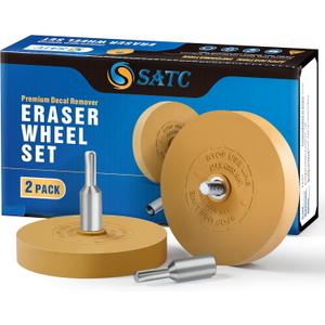S SATC Decal Remover Eraser Wheel 2Pack Rubber Wheel Eraser with Drill Adapter Kit Car Emblem Pinstripe Graphics Stickers and Vinyl Removal Tool Adhesive Remover Wheel Air Tool for Drill