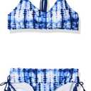 Kanu Surf Girls' Willow V-Neck Bikini Beach Sport 2-Piece Swimsuit (8, Willow Navy Tie-dye)