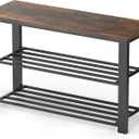 Simple Houseware Wood Top Shoe Storage Bench for Entryway, Rustic Brown (29")