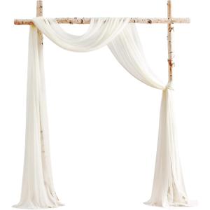 Floroom Wedding Arch Draping Fabric 2 Panels 20Ft Ivory Chiffon Fabric Drapes Arbor Drapery Wedding Ceremony Reception Swag Decorations