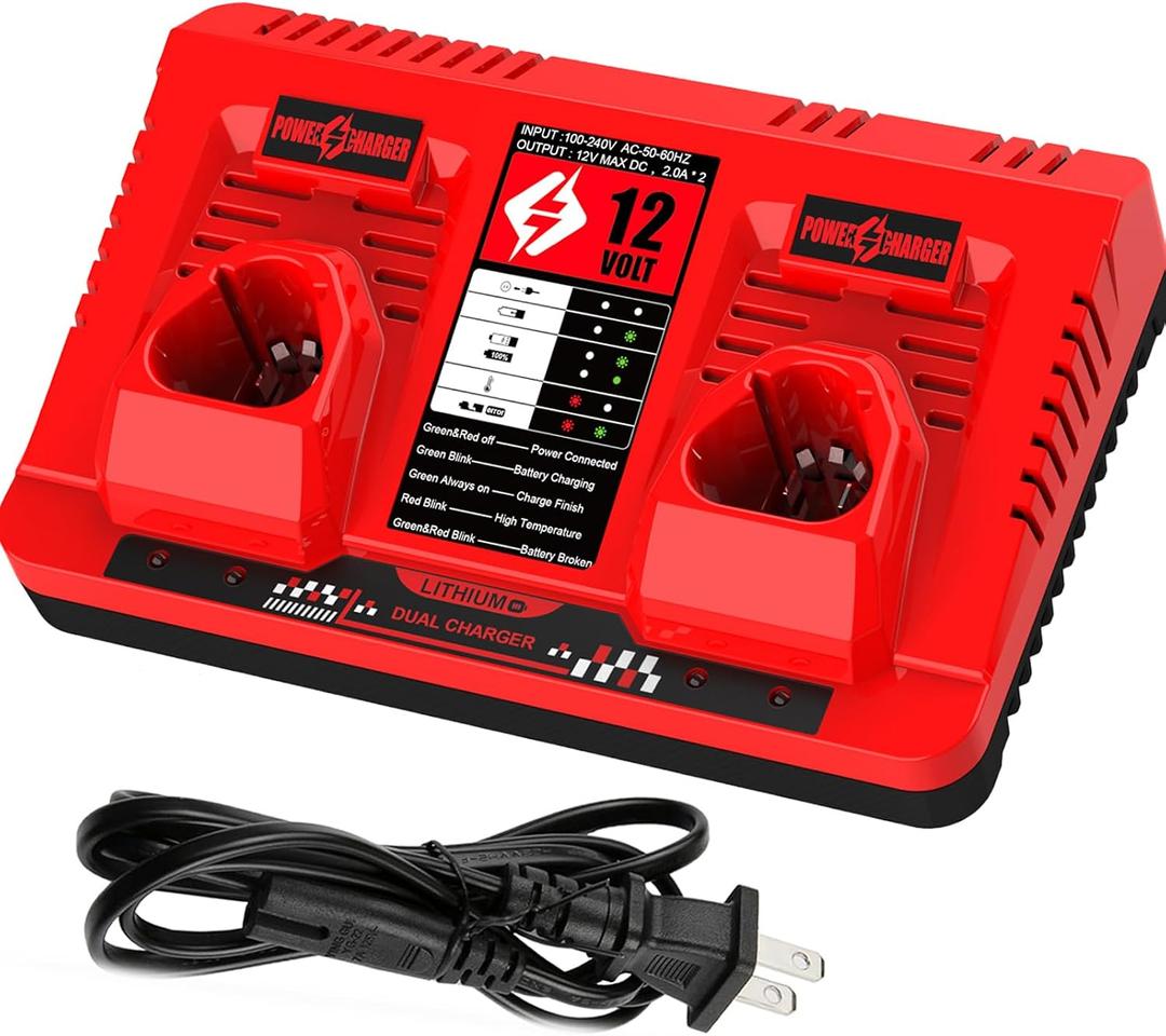 ANTRobut Dual Port 12V Charger Replacement for 12V Tool Battery 48-11-2412 48-11-2420 48-11-2411 48-11-2401 48-11-2440 48-11-2460