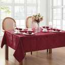 Elrene Home Fashions Caiden Elegance Damask Waterproof, Stain & Wrinkle Resistant Fabric Tablecloth, 60" x 144" Oblong/Rectangle, Cranberry