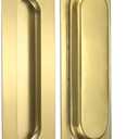 M METERXITY 2-Pack Recessed Finger Pulls, 7 Inch Stainless Steel Sliding Closet Door Handles for Barn/Pocket Door, Rectangular Flush Pulls Handles [Gold Tone]