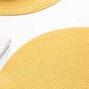 Floroom 15 Inch Round Braided Placemats Set of 4, Washable Heat Resistant Cotton Polyester Circle Place Mats for Kitchen Dining Table - Yellow