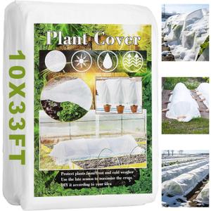 Plant Covers Freeze Protection, 10x33FT Reusable Thickened Winter Floating Row Covers, Frost Cloth Blanket Shade Cloth Garden Fabric Plant Cover for Raised Beds Vegetables Insect Winter Frost