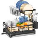 Dish Drying RackDurable, Rust-Proof Large 2 Tier Dish Racks for Kitchen Counter, Stainless Steel Kitchen Dish Drying stand,Detachable Capacity Dish Drainer Organizer with Cutlery & Cup Holder