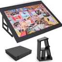 WELGEE 1000-Piecce Tilting Puzzle Board with Stand, 31 x 24 Lightweight Portable Puzzle Table for Adults & Seniors, DIY Customizable Puzzle Accessory Only 3.5 lbs (Black)