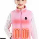 Kids Heated Fleece Vest with Battery Pack 7.4V, Boys Girls Lightweight Electric Heated Fleece Coat for Winter (X-Small, Pink)