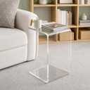 Acrylic C-Shaped End Table, Modern Clear Sofa Side Table for Living Room, Small Bedside Table for Bedroom, Simple Coffee Snack Table, 11.81" L x 25.59" W x 11.81" H