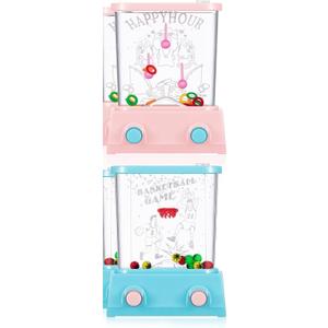 Zhanmai 2 Pcs Handheld Water Game for Kids Easter Basket Stuffers Mini Arcade Water Ring Toss and Basketball Hoop Toy Retro 80s 90s Games for Birthday Gifts Goodie Bag Classroom Rewards (Macaroon, Blue, Pink)