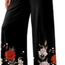 JZC Women's Palazzo Lounge Pants Stretchy Wide Leg Casual Pants Comfy High Waist Flowy Trousers Floral Print 2XL