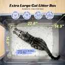 Stainless Steel Litter Box with Lid, Front Entry Top Exit Cat Litter Box, Extra Large High Sided Enclosed Metal Litter Box with Scoop, Pedal & Litter Mat, Grey