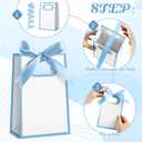 AmazingSpark 50 Pcs White Blue Mini Gift Bags Bulk 6.3 x 3.9 x 2.8 Inch Party Favors Elegant Small Gift Bags with Handles and Ribbon Bows for Wedding Birthday Bridal Baby Shower Party Favors