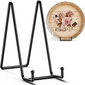 TR-LIFE 3 Pack 10 Inch Large Plate Stands for Display - Metal Plate Holder Display Stand + Picture Frame Holder Stand + Small Easels for Decorative Plate, Platter, Book, Plaques, Photo, Tabletop Art