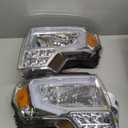 PIT66 LED Bar Headlights Assembly Compatible with Ford F150 2009 2010 2011 2012 2013 2014 Headlamp Replacement Pair Clear Lens Chrome Housing 