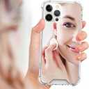 LUVI Compatible with iPhone 15 Pro Mirror Case Cute for Women Girls Silicone Bumper Slim Ultra Thin Corner Protection Case Shockproof Design Fashion Luxury Cover Silver