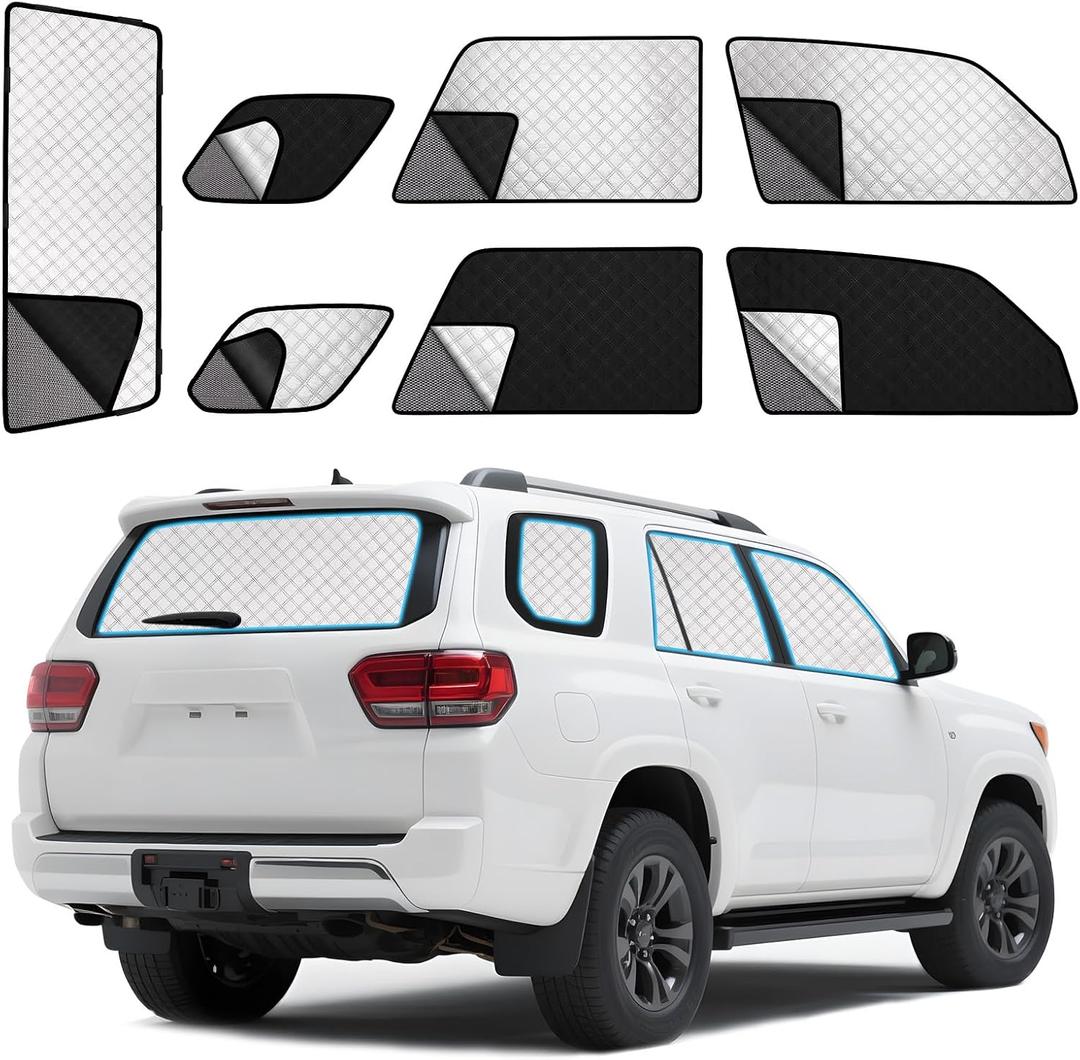 ZATOTOO Car Window Shades for Toyota 4Runner 2017-2024 Sun Shade for Side Window & Rear Windshield Double Layer for Privacy Protection UV Heat Insulation for Camping Nap Parking(No Front Windshield)