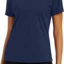 Cavva Women's Workout Short Sleeve Shirts Athletic Tops | Quick Dry, Lightweight, Moisture-wicking, Breathable, UPF 50+, Sun Protectioin, Rash Guard, Stretchy, for Gym, Yoga, Running (Blue, S)