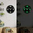 Wall Clock 12 inch Battery Operated Silent Non-Ticking Glow in The Dark Clocks Analog Small Digital Night Light Up Neon Outdoor Clocks for Living Room Bedroom Kitchen Bathroom Home Decor