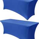 Obstal 6ft Stretch Spandex Table Cover for Standard Folding Tables - 2 Pack Universal Rectangular Fitted Tablecloth Protector for Wedding, Banquet and Party, 72L x 30W x 30H Inches, Royal Blue, 2pc