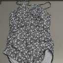 Girls Swimsuit One Piece Girls Bathing Suit Adjustable Straps Solid Modest Ruched Full Coverage Padded Swimwear (11-12 Years, Floral Green)