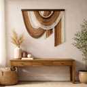 Macrame Wall Hanging Handmade Woven Macrame Tapestry, Textured Neutral No-Faded Earthy Boho Wall Decor, Foldable Macrame Wall Art for Bedroom, Living Room, Headboard or Fireplace 32" 29" (Terracotta)