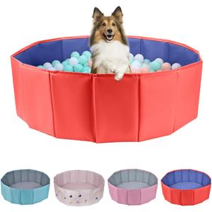 Dog Ball Pit, Foldable Ball Pit for Dog, Balls Pit for Dogs, Balls Pit for All Types of Dogs, Suitable for Indoor and Outdoor Activities (39.37inches in Diameter, Red,No Ball Included)