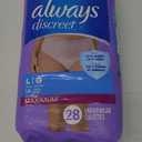 Always Discreet Adult Incontinence Underwear for Women and Postpartum Underwear, Large, Up to 100% Bladder Leak Protection, 28 Count