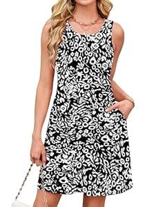 Kikibell Summer Dresses for Women 2025 Eyelet Swimsuit Coverup Casual Sleeveless Sundresses Beach Tank Dress with Pockets Size S