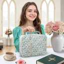 WOBAGMEN Bible Cover Case for Women,Large Bible Tote Bags Organizer Quilted Carrying Case for Girls,Bible Study Supplies Accessories Christian Gifts for Women (Blue Floral, M)