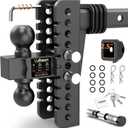Adjustable Trailer Hitch - Drop Hitch for 2.5 Inch Receiver, 8" Drop/Rise, (2" & 2-5/16") Ball Hitch for Truck, 22000 LBS GTW, Slot - Fit & Anti-Rattle Design Tow Hitches, Anti-Theft Pin