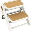 Toddler Step Stool, iNeibo 2-Step Foldable Step Stool for Kids, Widened & Thickened with Anti-Slip Design, Safer for Children Use for Kitchen, Bathroom, Toilet Training - Brown