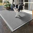 Front Door Mat 20''x31'', Drainage Heavy Duty Dirt Trapping Non-Slip Doormats, Outdoor Rubber Floor Mats, Restaurant Commercial Kitchen Industral Pool Entrance Bar Wet Area, Grey