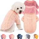 3 x Dog Sweater, 3 Pack Dog Sweaters for Small Dogs or Cats, Girl or Boy, Warm Dog Clothes Shirt Coat for Winter Christmas (Peach, Dark Pink, Light Purple, XX-Small)