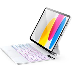 For iPad (A16) 11th &10th generation Case with Keyboard, Backlight Multi-Touch Trackpad for iPad 11th Gen 2025 11 inch&10th Gen 2022 10.9 inch, Magic-Style with Floating Cantilever Stand, T-White