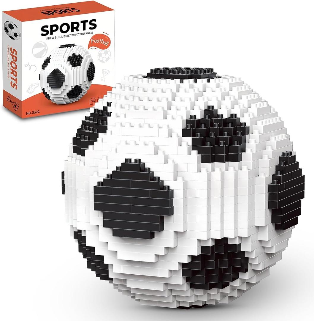 850 Pieces Soccer Ball Building Block Set for Adults Balck & White Ball Dcor Model Kits Educational STEM Toys Gift for Teen Sports Game Fans