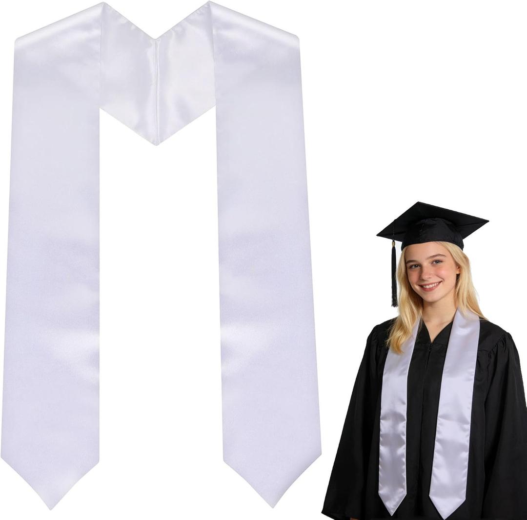3 x 72 Inch Plain Graduation Stole for Adults, Satin Blank Graduation Sash Class of 2026 for High School & College
